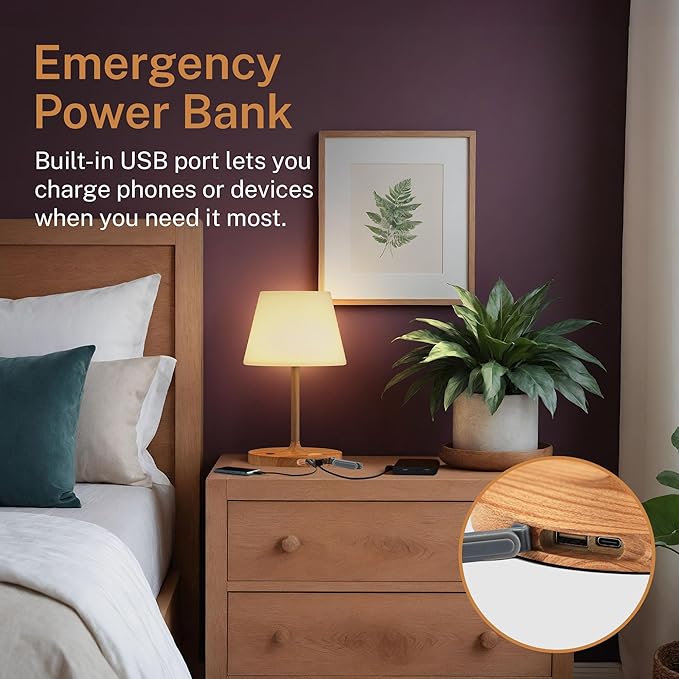 Cordless Lamp, 5000mAh Battery Operated Rechargeable Table Lamp with Power Bank, Touch Dimmable 3 Color Temperatures, IP44 Waterproof Shower Lamp for Kitchen, Bathroom, Indoor Or Outdoor Use 9.6in