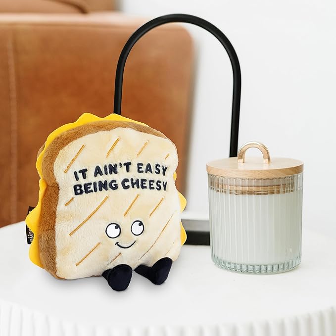 Punchkins Grilled Cheese Plushie - It Ain't Easy Being Cheesy Cute Grilled Cheese Plush, The Silly Gift, Food Plush Toy for Gifting