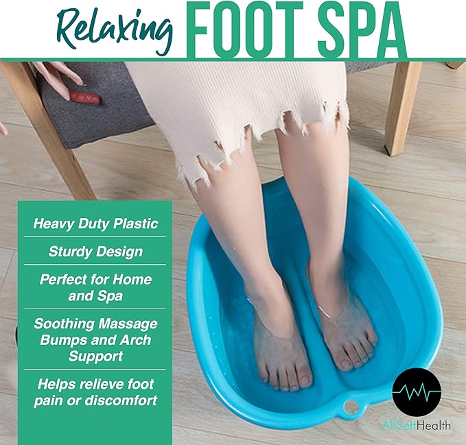 Foot Soaking Bath Basin – Large Size for Soaking Feet | Pedicure and Massager Tub for at Home Spa Treatment | Callus, Fungus, Dead Skin Remover, Blue