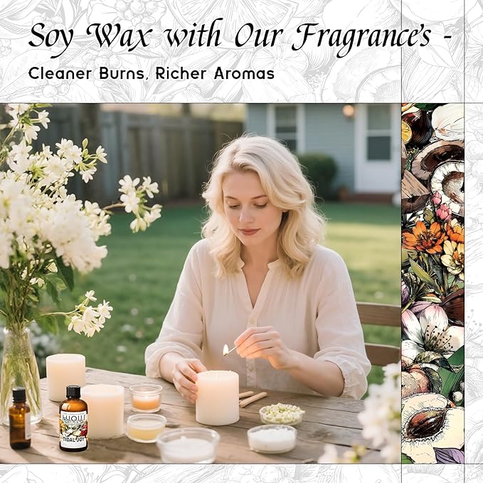 HIQILI Tidal Joy Fragrance Oil for Diffuser, Brown Sugar & Lemon Scents, Candle, Soap, Perfume Making, Long-Lasting - 1fl oz