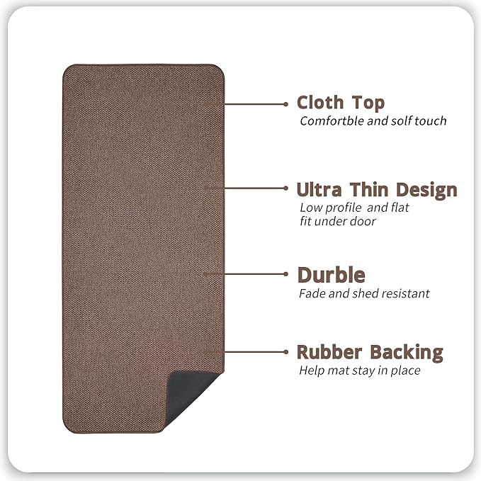 Bath Mat,Ultra Thin Bathroom Runner Rugs,Large Bath Mats for Bathroom,Quick Dry,Non-Slip,Machine Washable,Low Pile,Bath Rug,Shower Outside,Sink,Home Decor Accessories.Brown,3'x5'(36x60inch)