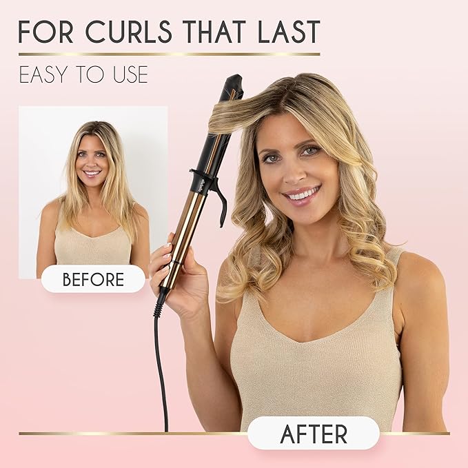 ELLA BELLA® Curling Iron 1 Inch • Professional Hair Curler • Curling Wand • Ceramic Curling Irons • Transform Your Look in Seconds • Suitable for All Hair Types • Say Goodbye to Heat Damage
