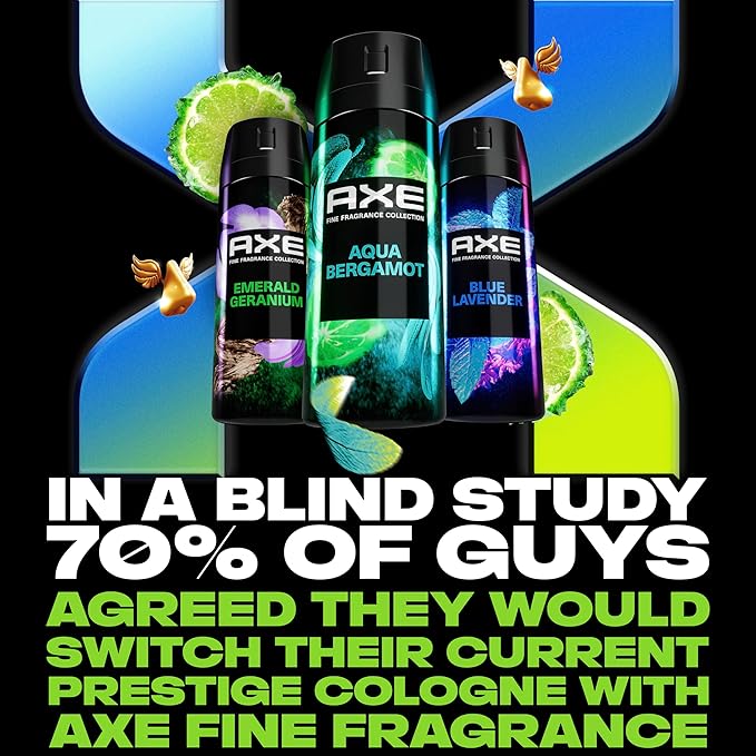 AXE Fine Fragrance Collection Premium Deodorant Body Spray for Men Aqua Bergamot with 72H Odor Protection and Freshness Infused with Aqua, Bergamot, and Sage Essential Oils 4 oz