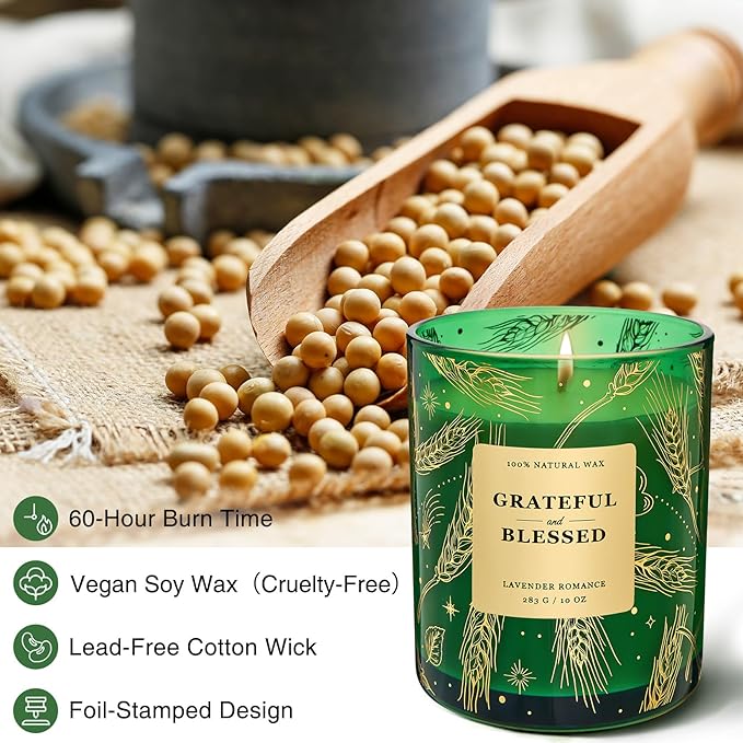 M&SENSE Holiady Scented Candle Gift for Women and Men - Lavender Scent, 10 oz Soy Wax, Gift for Thanksgiving, Mother's Day, Father's Day, and Teacher