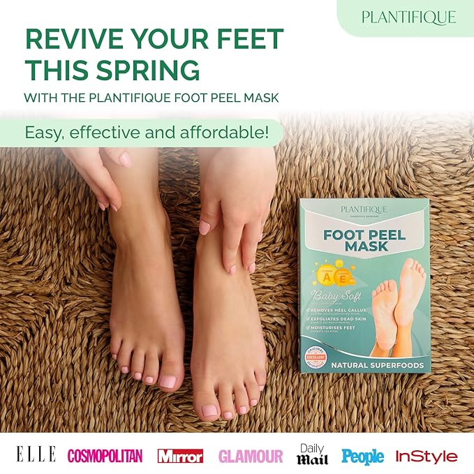 PLANTIFIQUE Foot Peeling Mask 1 Pack | Dermatologically Tested Repairs Heels & Removes Dry Dead Skin for Baby Soft Feet | Exfoliating Foot Peel Mask for Dry Cracked Feet | Jasmine
