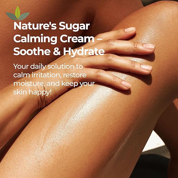 Nature’s Sugar Calming Post Wax Care Cream – Soothing Aftercare for Ingrown Hair & Itchy Skin – Hydrating Shea Butter & Sunflower Seed Oil– Fast-Absorbing Post Wax Cream for All Skin Types – 4 oz