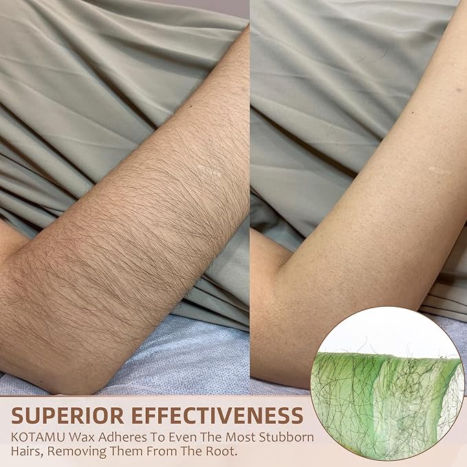 KOTAMU Wax Beads 1lb Aloe Vera Hard Waxing Beans for Hair Removal, Sensitive Skin Waxing Pearls for Women & Men Thick & Stubborn Hair, Hardwax Refill for Arms Legs Face Brazilian Bikini Home Waxing