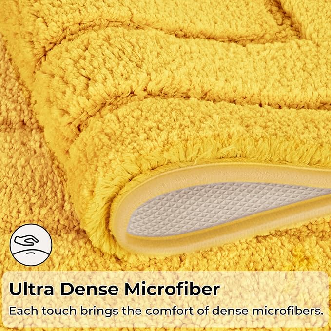 GRANNY SAYS Bathroom Rugs Sets 2 Piece,Soft Bath Mats for Bathroom, Bath Rugs Non Slip Washable, Absorbent Bath Rug for Tub, Shower and Toilet, Bath Mat Set (Yellow, 20" x 32" + 16" x 24")