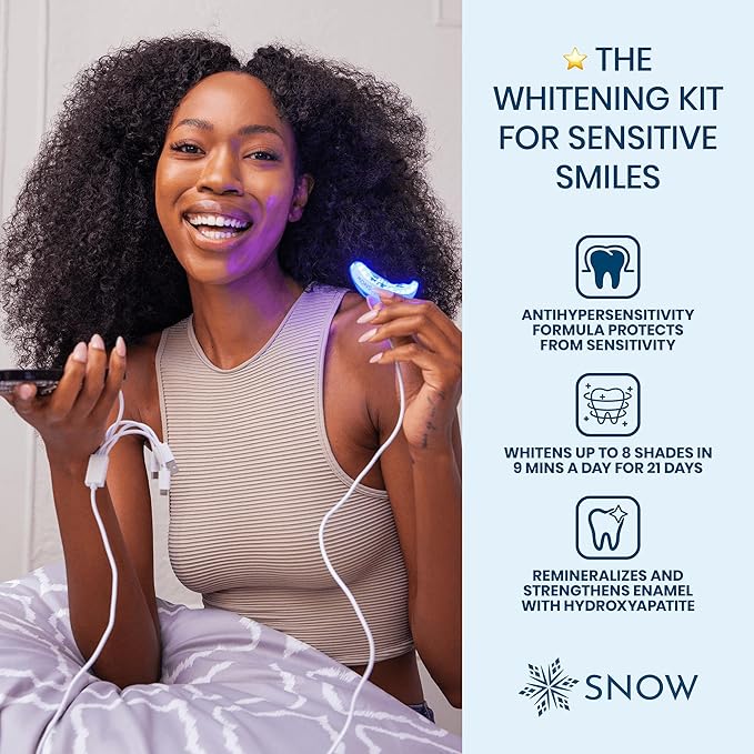 Snow Teeth Whitening Kit - Snow Teeth Whitening Serum and LED Mouthpiece Whitener, Formulated with Hydroxyapatite, Good for 6 Months - Wired Kit with 3 Wands