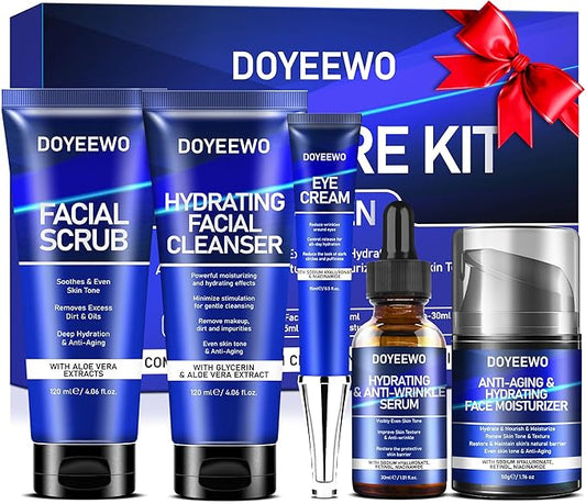 Skin Care for Men,Hydrate,Firm,Anti-Aging & Wrinkle Mens Facial Face Skin Care Routine Kit Set,Christmas Gifts Stocking Stuffers Secret Santa Gift for Men Him Dad Boyfriend Husband Birthday Valentines
