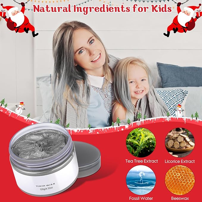 Temporary Hair Color Chalk for Kids, Hair Wax Color for 4 5 6 7 8 9 Year Old Girl Gifts, Hair Color Dye for Birthday, Party, Cosplay DIY, Halloween, Christmas(6, Gray Purple Red Blue Green Orange)