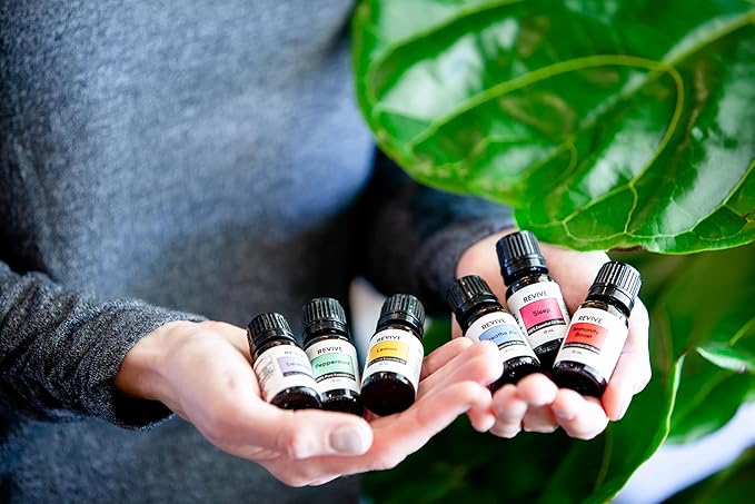 Basics Kit with Halo Diffuser by Revive Essential Oils - 100% Pure Therapeutic Grade, for Diffuser, Humidifier, Massage, Aromatherapy, Skin & Hair Care