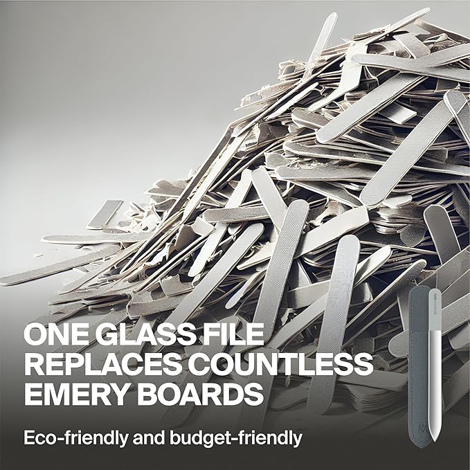 GERMANIKURE Czech Crystal Glass Nail File 3 Pack in Suede Sleeves - Professional Manicure & Pedicure Products for Smooth Easy Shaping of Natural Nails - Ideal Nail Care Gift