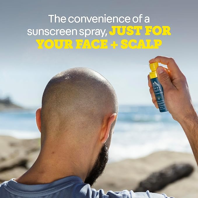 Oars + Alps Face & Scalp Sunscreen Spray Mist, SPF 35 Facial & Hair Sunscreen, Protects from Blue Light, Infused with Aloe Vera + Cucumber, Water & Sweat Resistant, Summer Splash Scent, 2pk