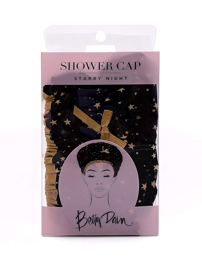 Reusable Shower & Bath Cap & Lined, Oversized Waterproof Shower Caps Large Designed for all Hair Lengths with PEVA Lining & Elastic Band Stretch Hem Hair Hat - Fashionista Starry Nights
