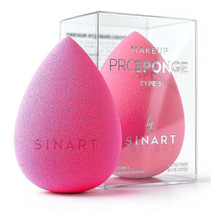 PROsponge | Makeup Sponge for Liquid Beauty Makeup. Premium Latex-Free foam. Foundation, Cream & Powder Blender. Saves Fondation & Streak Free Blending. (PINK)