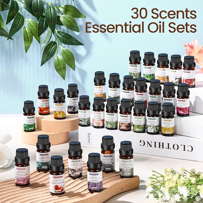 Nuanchu 60 Essential Oils Set 10ml Natural Essential Oils Aromatherapy Kit for Diffuser Humidifier Aromatherapy-Oils for Candle Bath Bombs Making