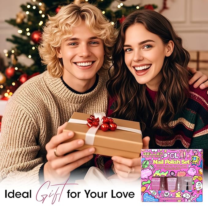 GELLEN Rose Pink Metallic Nail Polish with 3-in-1 Base Coat Top Coat Strengthener Polish, Chrome Mirror Dark/Light Pink Regular Nail Polish, Quick Dry Fingernail Laquer Set, Non Gel