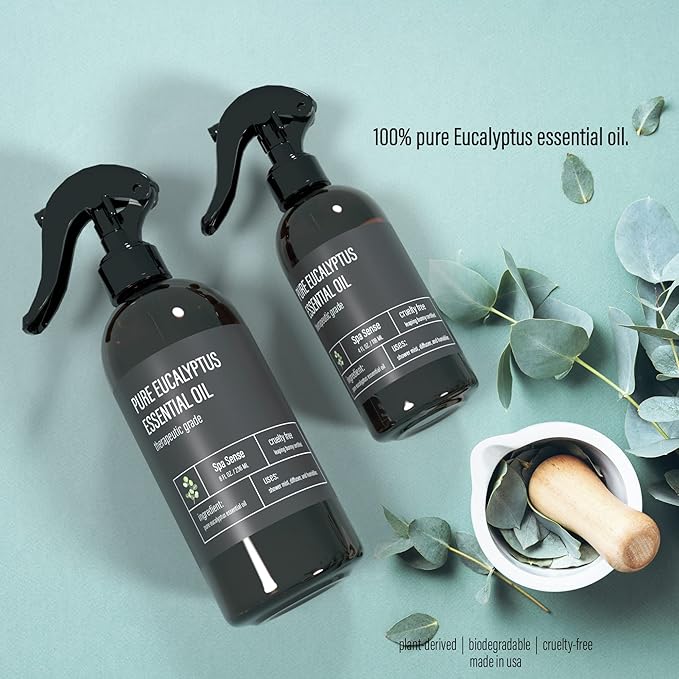 Pure Eucalyptus Oil Shower Mist and Steam Room Spray - Room Spray and Eucalyptus Spray for Shower - Premium Aromatherapy Essential Oil Spray - 4 Ounce, 2 Pack