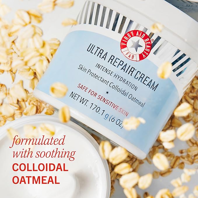 First Aid Beauty - Ultra Repair Cream, Intense Hydration Whipped Colloidal Oatmeal, Clinically Proven to Strengthen Skin Barrier in 7 Days + Helps Relieve Eczema, Luxury Moisturizer (6oz, 2ct)