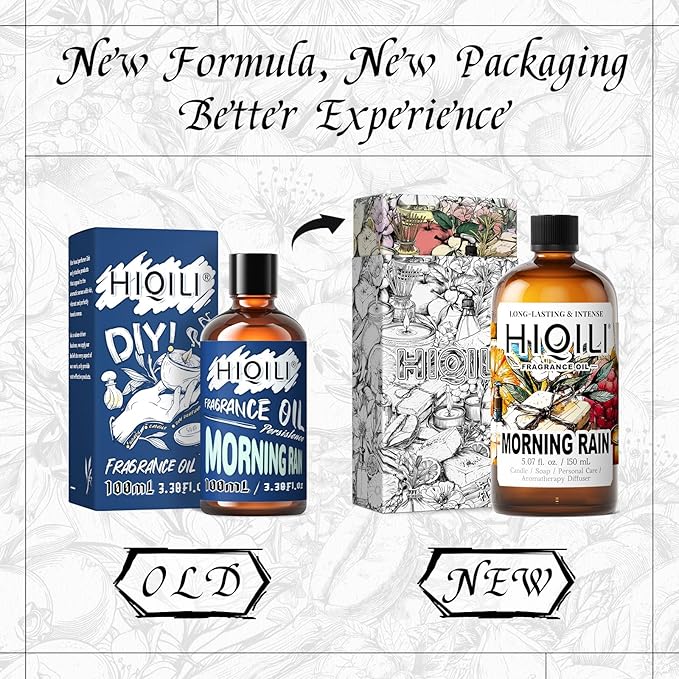HIQILI Morning Rain Fragrance Oil for Soap, Candle & Hair Conditioner Making, Fresh Scent for Home, Car Diffuser - 5.07 Fl Oz