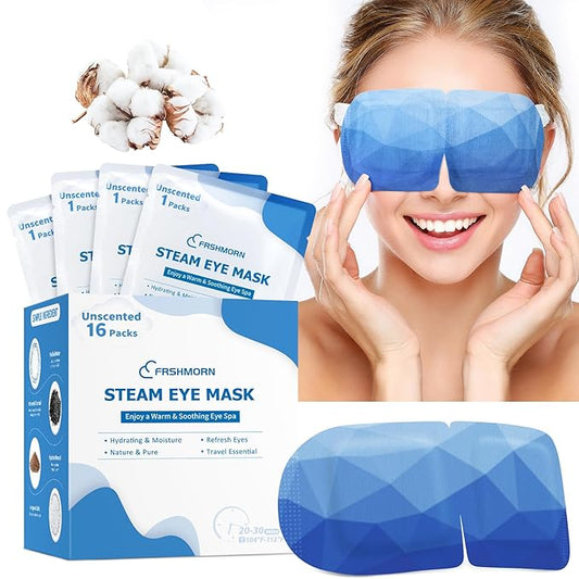 16 Packs Steam Eye Mask, Heated Eye Mask for Sleeping, Warm Compress for Eyes, Self Heating Disposal Steam Mask for Home Sleep, Office, Spa, Travel Essentials Stocking Stuffers (Unscented)