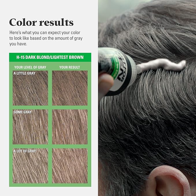 Just For Men Shampoo-In Color (Formerly Original Formula), Mens Hair Color with Keratin and Vitamin E for Stronger Hair - Dark Blond/Lightest Brown, H-15, Pack of 2