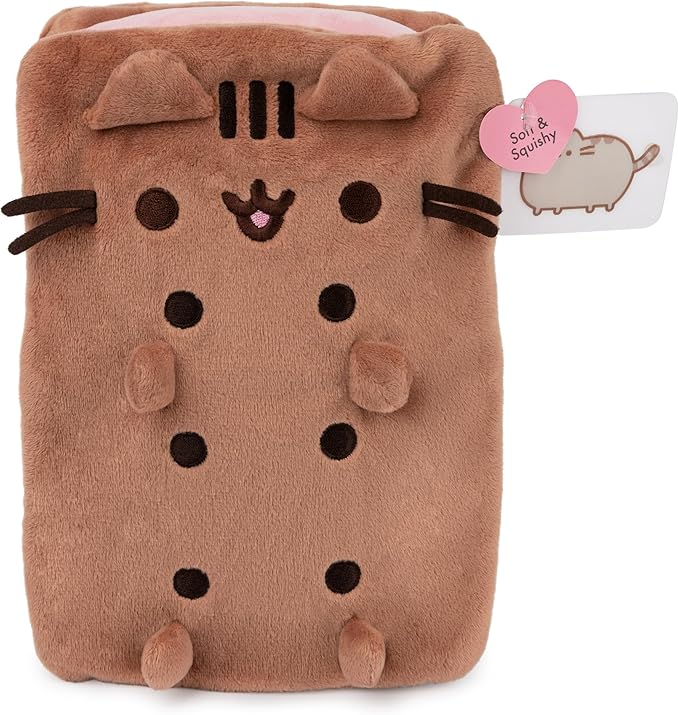 GUND Pusheen Neapolitan Ice Cream Sandwich Pusheen Plush, Stuffed Animal for Ages 8 and Up, Brown, 9.5”