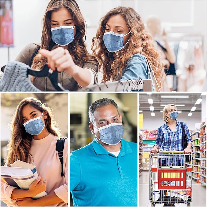 akgk Disposable Face Masks 100Pcs, 3 Layer Protective Face Mask Navy Blue Face Masks 100Pcs