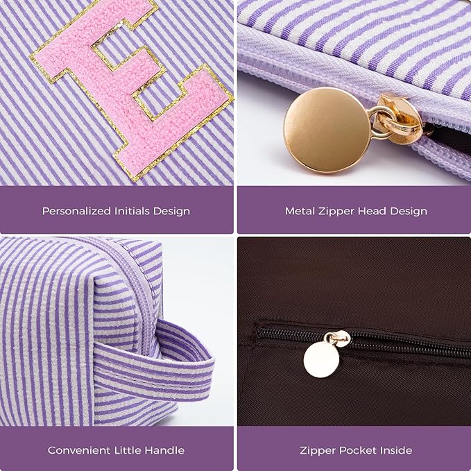 Teen Girl Travel Essentials - Birthday Gifts for Girls Teens Kids Daughter Sister Her,Cute Trendy Stuff Makeup Bag Set Cosmetic Bag - Lavender,E