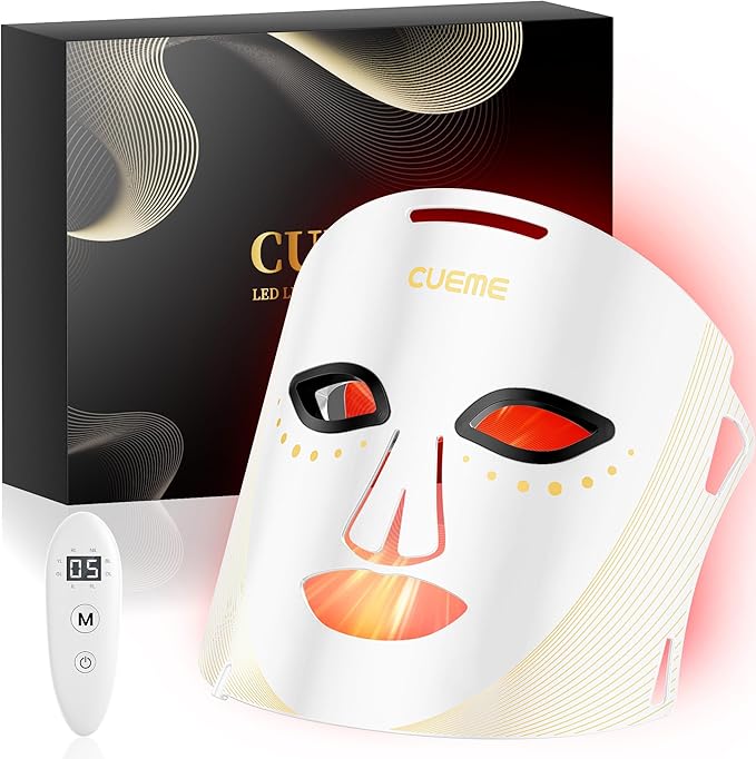CUEME LED Light Therapy Mask, FDA-Cleared Red Light Therapy for Wrinkles, Acne Treatment, and Skin Care, Portable Facial Mask for Women - Mom, Sister, Girlfriend and Wife