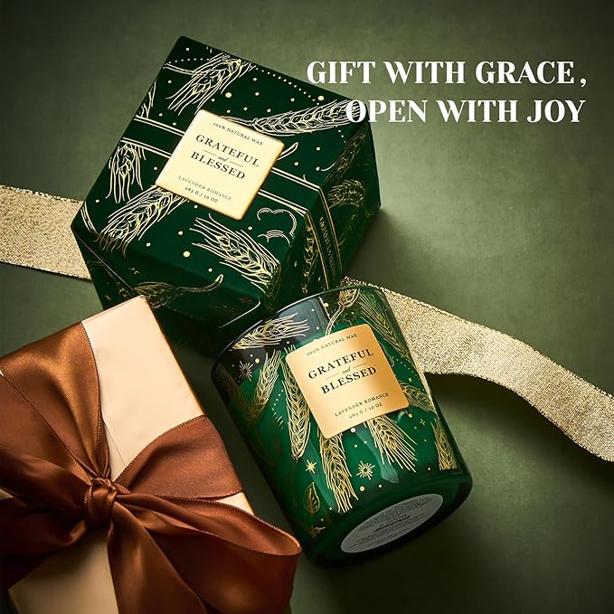 M&SENSE Holiady Scented Candle Gift for Women and Men - Lavender Scent, 10 oz Soy Wax, Gift for Thanksgiving, Mother's Day, Father's Day, and Teacher