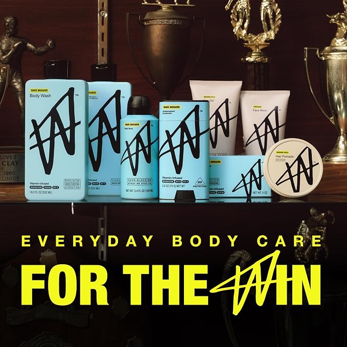 W By Jake Paul Exfoliating Body Wash for Men, Vitamin-Infused, Hydrating Shower Gel, Wave Breaker, 18 fl oz