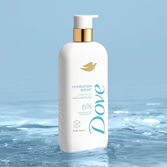 Dove Serum Body Wash Hydration Boost actively drenches dry skin with Hyaluronic Acid Serum 18.5 Fl Oz