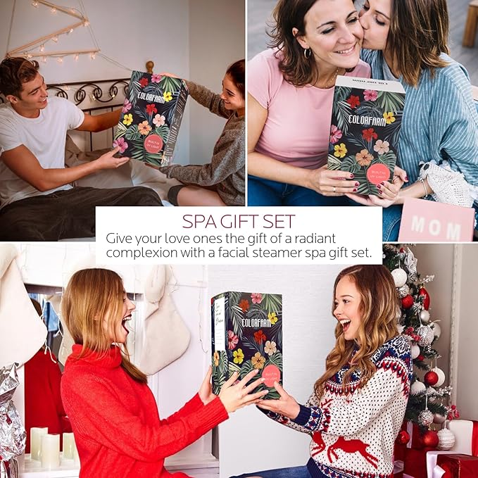 Colorfarm Facial Steamer Skin Care Set: Face Steamer Home Spa Kit Deep Cleaning Unclogs Pores with 6 Skin Care Tools - Spa Relaxing Self Care Gifts for Women (Daily Skincare Essentials Combo)