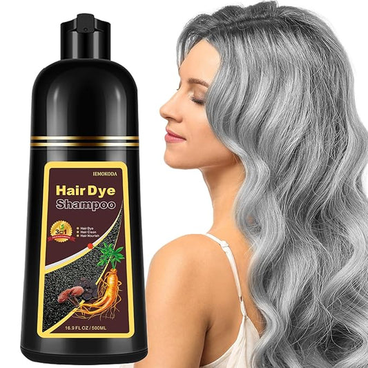 Silver Hair Dye, Instant Hair Dye Shampoo 3 in 1, Hair Color Dye for Men Women, Easy to Use, Shampoo Para Canas Long Lasting Effect for All Hair Types 16.9 Fl Oz (Silver Gray)