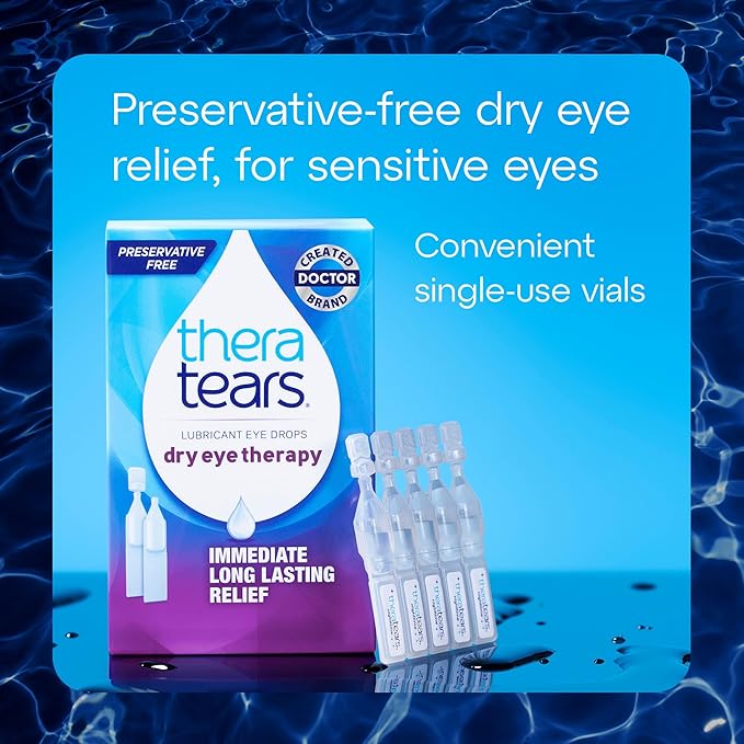 TheraTears Dry Eye Therapy Eye Drops for Dry Eyes, Preservative Free, 30 Vials, 2 Pack