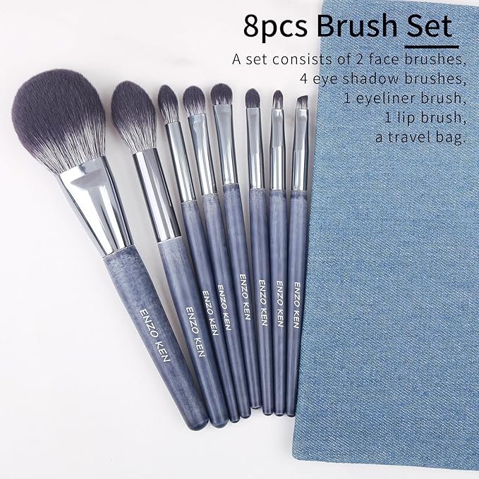 Natural Purple Badger Hair Makeup Brushes Set Professional, Walnut Makeup Brush Set with Case, Cosmetic Brushes Makeup Set, Natural Makeup Brushes, Natural Bristle Makeup Brushes - ShuiMo