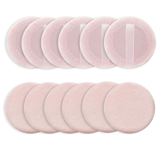 12PCS Makeup Powder Puffs Pink Cotton Powder Puffs Round Powder Puff for Makeup Face Powder Velour Puffs for Loose Powder Washable (pink)