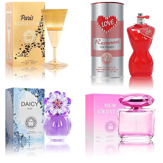 META-BOSEM Perfume for Women Set (100ml x 4PCS Variety Pack), NewCrys, LoveRoma, DaicyB, PariselixiR, Long Lasting Perfume for Women All Day Use