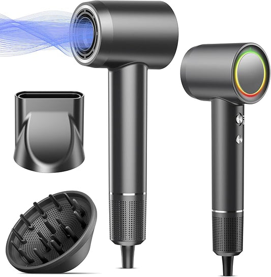 Hair Dryer, 160000 RPM Professional High Speed Ionic Blow Dryer, 500 Million Negative Ions & Heat-Control & Low Noise Hairdryer with Magnetic Diffuser for Fast Drying All Hair Types, No Heat Damage