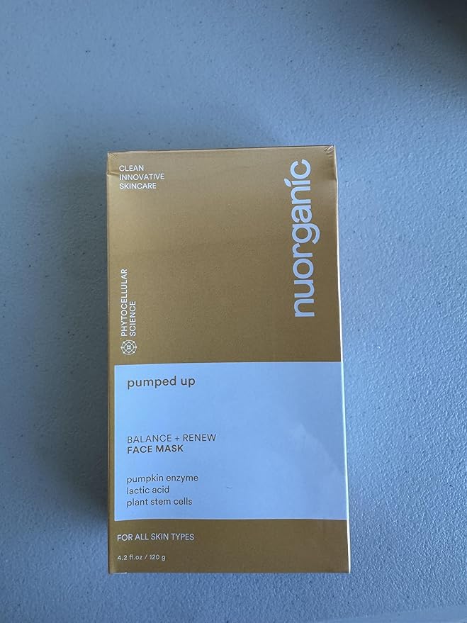 nuorganic ‘Pumped Up’ Pumpkin Enzyme Mask - 120g | Exfoliate and Revitalize with Retinol, Vitamin C, Plant Stem Cells | Vegan, Cruelty-Free Skincare