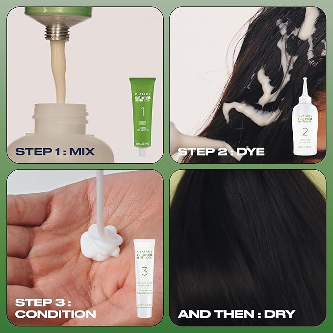 Clairol Natural Instincts Demi-Permanent Hair Dye, 2 Black Hair Color, Pack of 1