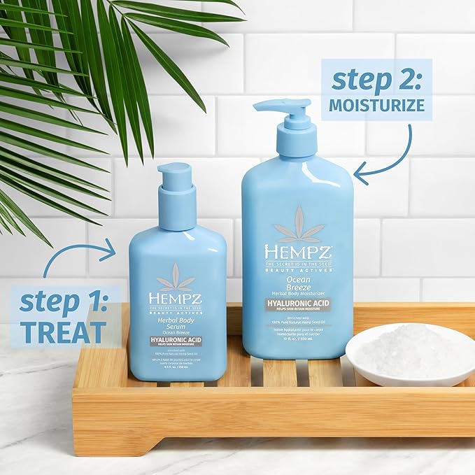 Hempz Ocean Breeze Body Serum with Hyaluronic Acid, Light weight, Fast Absorbing Cream Gel, 8.5 fl.oz.