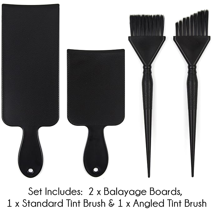 Balayage Kit - 1 Long and 1 Short Balayage Board, 1 Straight and 1 Angled Hair Dye Brush - Hair Highlighting Kit - Hair Dye Kit - Hairstylist Accessories Brushes