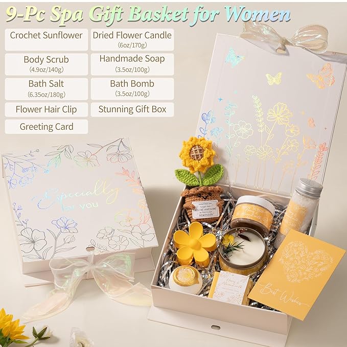 Spa Gifts for Women Bath Gift Set, Honey & Almond Milk Relaxing Spa Gift Baskets Home Bath Self Care Kit Care Package Thank You Get Well Christmas Birthday Gifts for Women Mom Her Friends Sister Wife