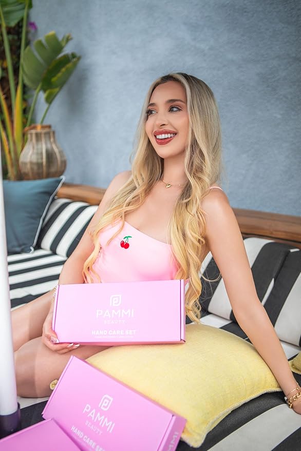 PAMMI Power Mist Hydrating Hand Sanitizer Spray, Portable Travel Size Pocket Scented Handsanitizer Mini Spray For Car - 600 Sprays (Gift Box (Rose Scent, Peach Scent, Guava Scent, Rose Water Lotion))