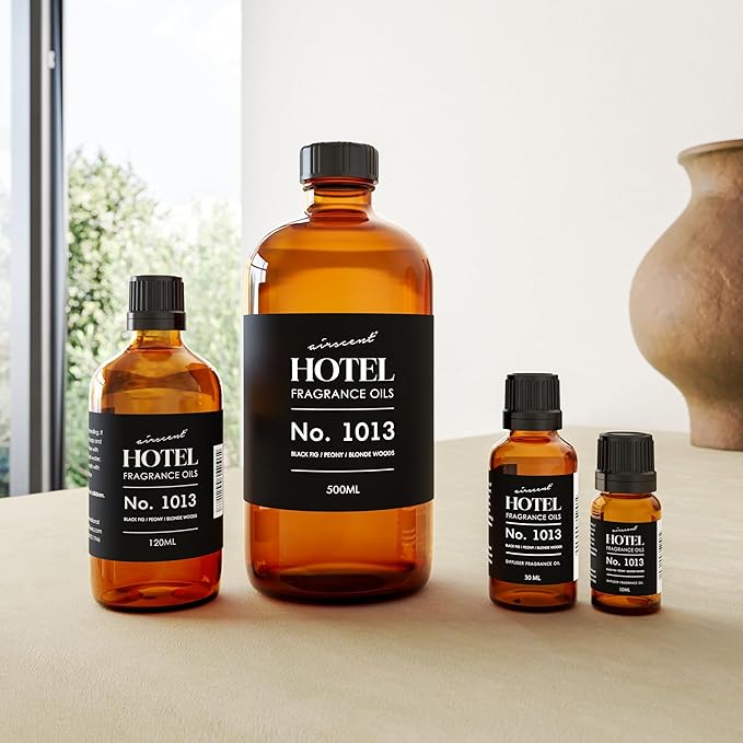 AirScent Hotel Diffuser Oil No. 1013 - Black Fig Peony Blonde Woods - Hotel Scent Dupe - Premium Fragrance Oil for Ultrasonic and Waterless Diffusers and Crafting - 500 mL, 16.9 fl oz Glass Bottle