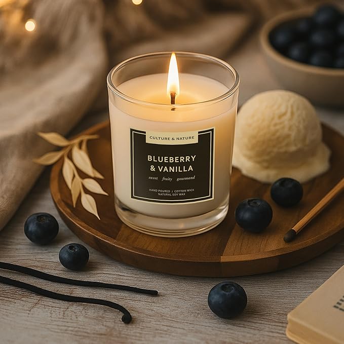CULTURE & NATURE Natural Soy Wax Candle 7oz (Blueberry & Vanilla)