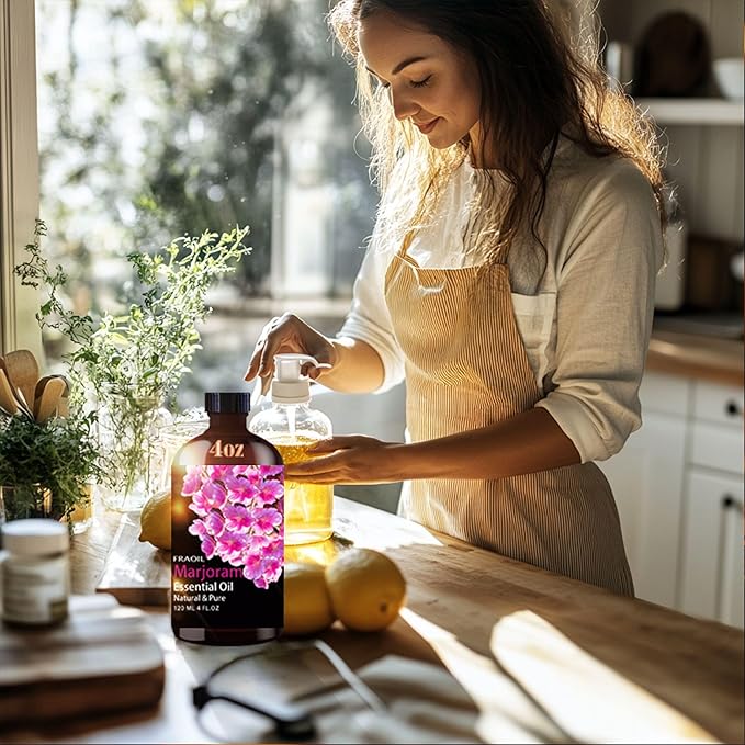 Marjoram Essential Oil, Marjoram Oil 4 Fl Oz 120ML for Diffuser Humidifier Yoga Cleaning DIY Candle Soap Making Perfume Gift for Women Essential Oils